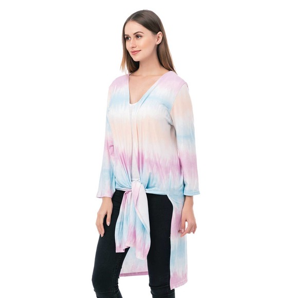 Pastel Stripe Long Boho Kimono Wrap Coverup Large Extra Large - Picture 1 of 2